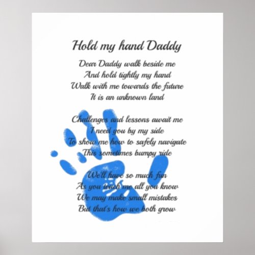 Fathers Day Poem _ Hold My Hand Handprint Dad Gift Poster