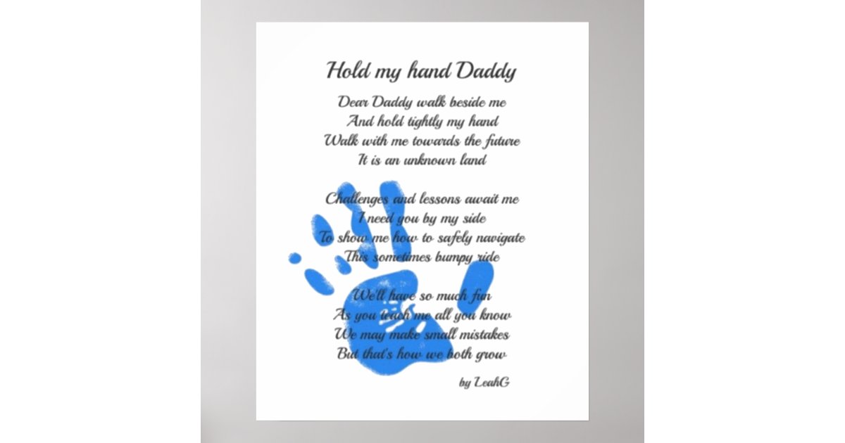 Father&rsquo;s Day Poem - Hold My Hand Handprint Dad Gift Poster