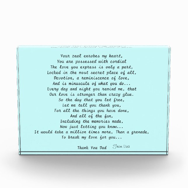 Fathers Day Poem on Block (Front)