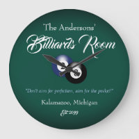 Father's Day Pool Table Room Pub Bar Large Clock