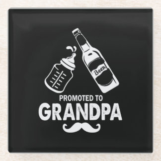 Father's Day Promoted To Grandpa Glass Coaster