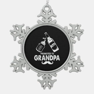 Father's Day Promoted To Grandpa Snowflake Pewter Christmas Ornament