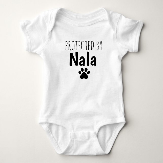Father's Day Protected by Dog Baby Announcement Baby Bodysuit (Front)