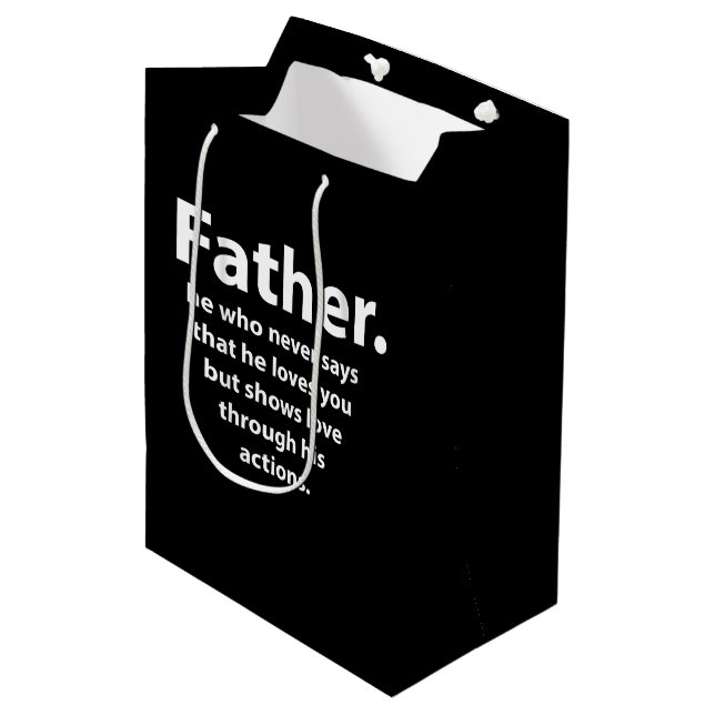 Fathers Day Quote Typography Happy Fathers Day Medium Gift Bag (Front Angled)