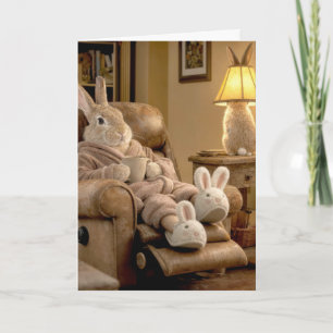 Father's Day Rabbit Relaxing in an Armchair Card