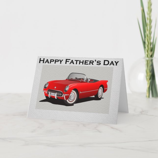 Father's Day Red Convertible Sports Car Card (Front)