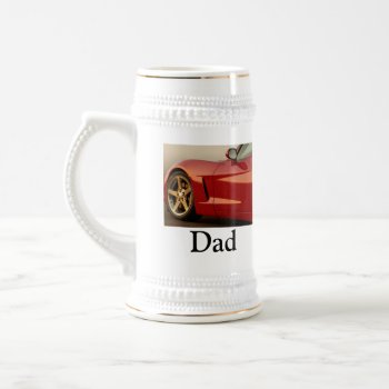 Father's Day Red Corvette Beer Stein by Incatneato at Zazzle