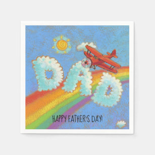 Father's Day Red Plane Skywriter Napkins