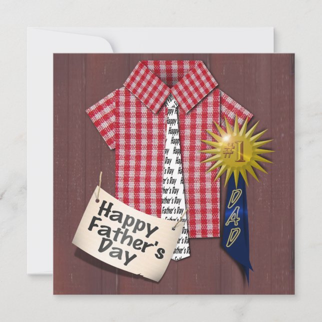 Father's Day Red Shirt with Barn Background Invitation (Front)