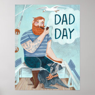 Fathers day Redbeard Captain Bloke on a Boat Poster