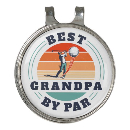 Fathers Day Retro Best Grandpa By Par Custom Golf Hat Clip