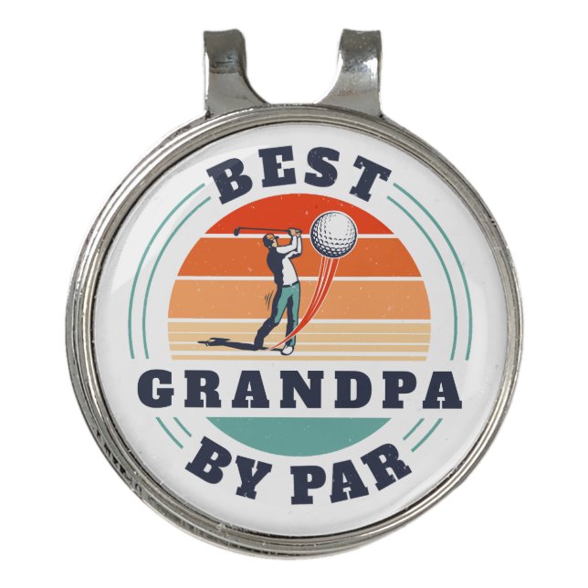 Fathers Day Retro Best Grandpa By Par Custom Golf Hat Clip (Front)