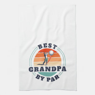 Fathers Day Retro Best Grandpa By Par Custom Kitchen Towel