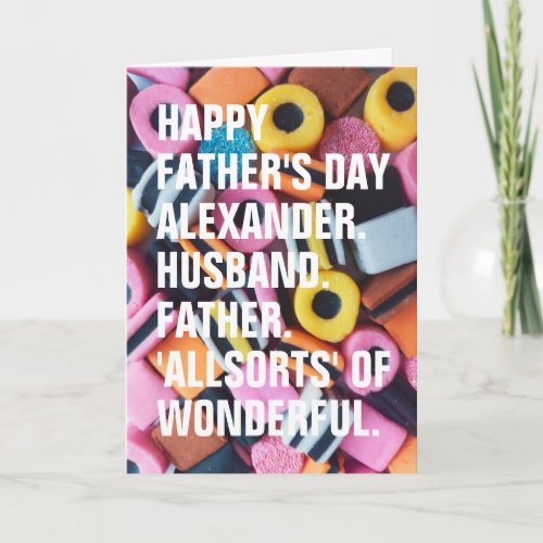 Fathers Day Retro Candy Allsorts Custom Text  Card