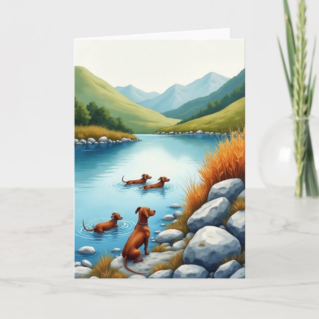 Fathers Day River Dog Scene Card (Front)