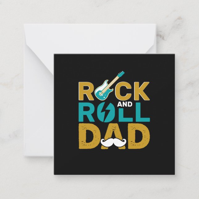 Father's Day Rock And Roll Dad Note Card (Front)