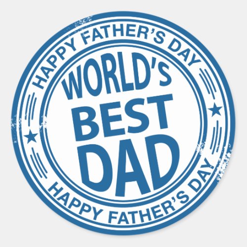 Fathers day rubber stamp effect classic round sticker