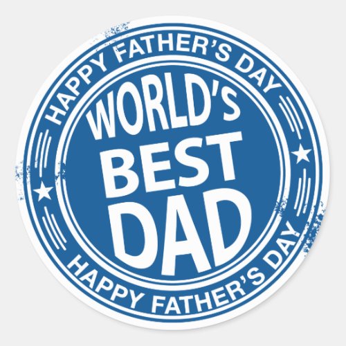 Fathers day rubber stamp effect _white_ classic round sticker