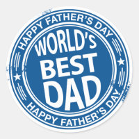 Father's day rubber stamp effect -white- classic round sticker