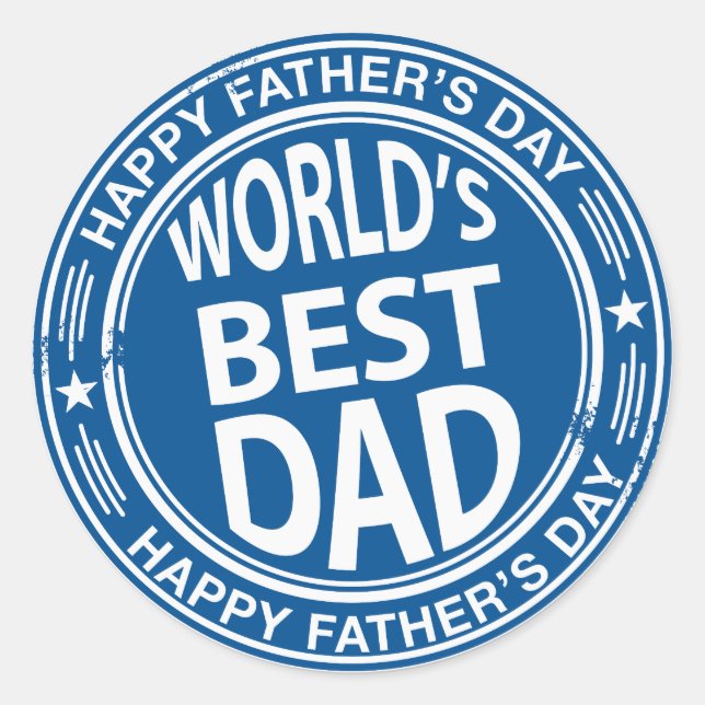 Father's day rubber stamp effect -white- classic round sticker (Front)