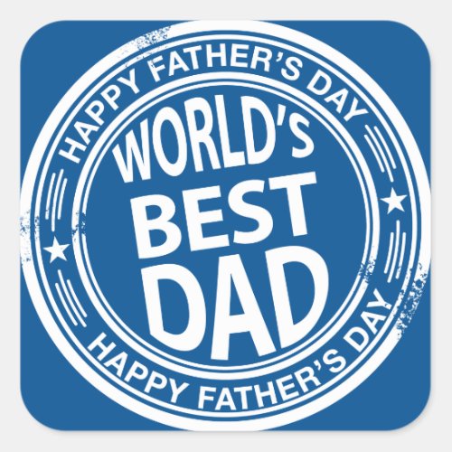 Fathers day rubber stamp effect _white_ square sticker