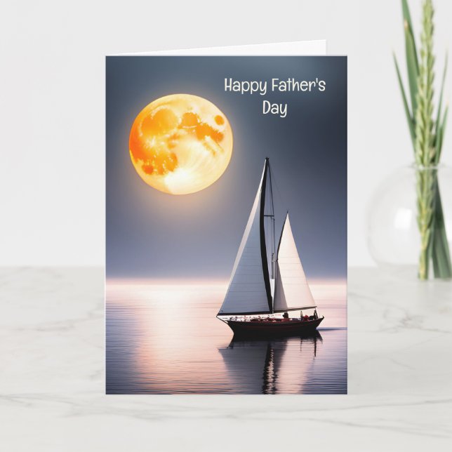 Father's Day Sailboat In Moonlight Card (Front)