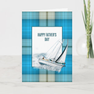 Father's Day Sailboat On Plaid Card