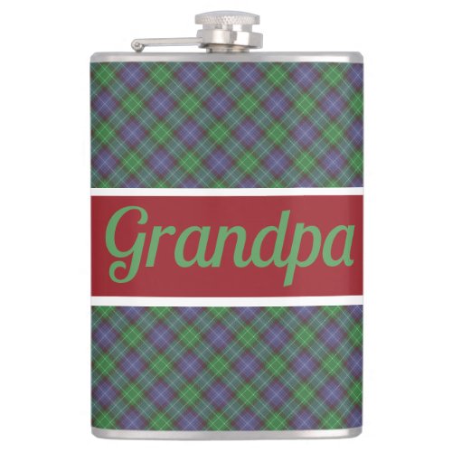 Fathers Day Scottish Terrier Tartan Grandpa Flask