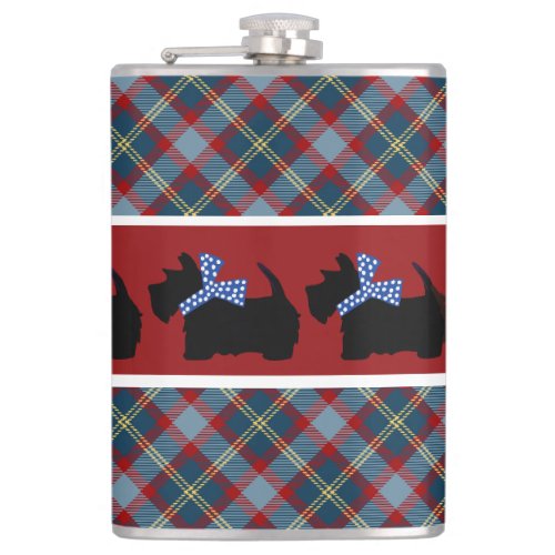Fathers Day Scottish Terrier Tartan Plaid Flask