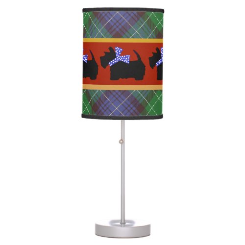 Fathers Day Scottish Terrier Tartan Plaid  Table Lamp