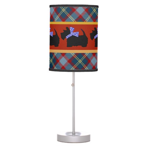 Fathers Day Scottish Terrier Tartan Plaid  Table Lamp