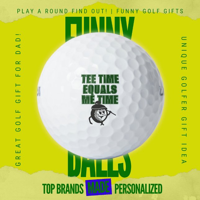 Fathers Day Scramble Golf Tee Time Equals Me Time Balls (Custom Funny Golf Ball Gifts for Business From Play A Round Find Out, "Tee Time Equals Me Time")