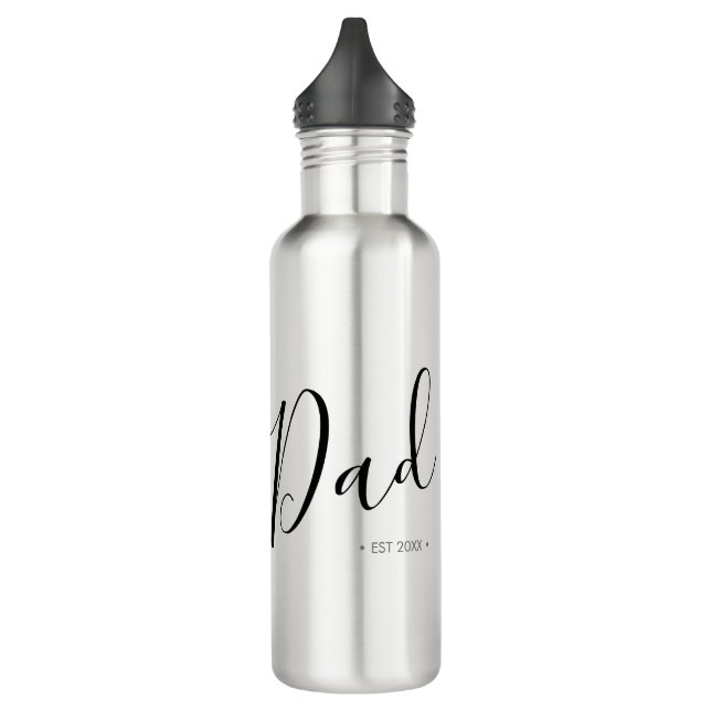 Father's Day Script Dad Personalized Stainless Steel Water Bottle (Left)