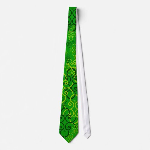 Fathers Day Scrollwork and Hearts in Lucky Green Neck Tie