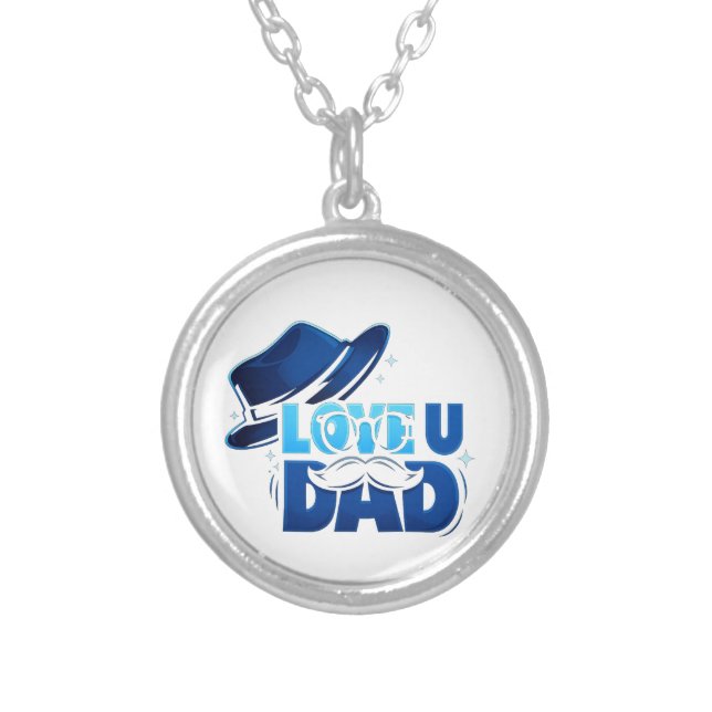 father's day silver plated necklace (Front)