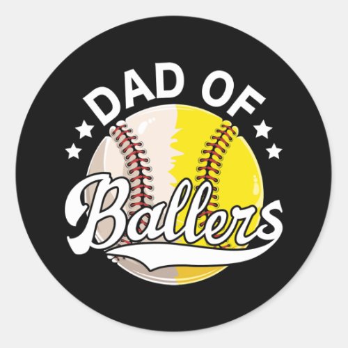 Fathers Day Softball Baseball Lovers Funny Dad Classic Round Sticker
