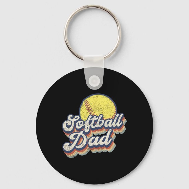 Fathers Day Softball Dad Gift From Daughter Son Wi Keychain (Front)