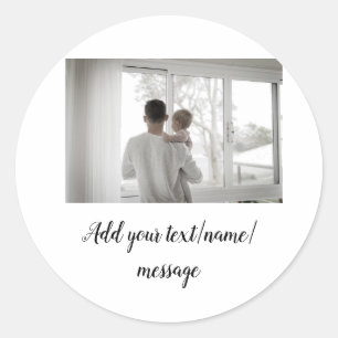 father's day son father dad add photo text dad gif classic round sticker