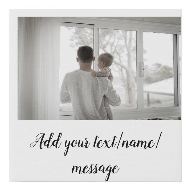 father's day son father dad add photo text dad gif faux canvas print (Front)