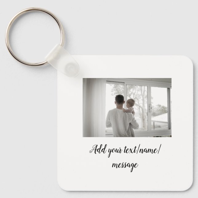 father's day son father dad add photo text dad gif keychain (Front)