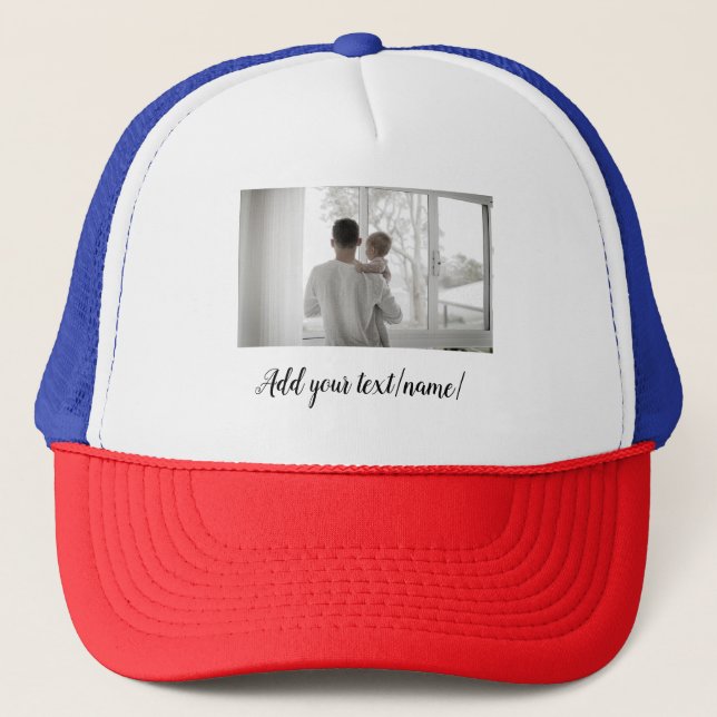father's day son father dad add photo text dad gif trucker hat (Front)