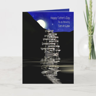 Father's Day, Son-in-Law,  Ship with Sails, Night Card