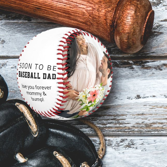 Fathers Day Soon to Be Dad 2 Photo Personalized Baseball (Creator Uploaded)