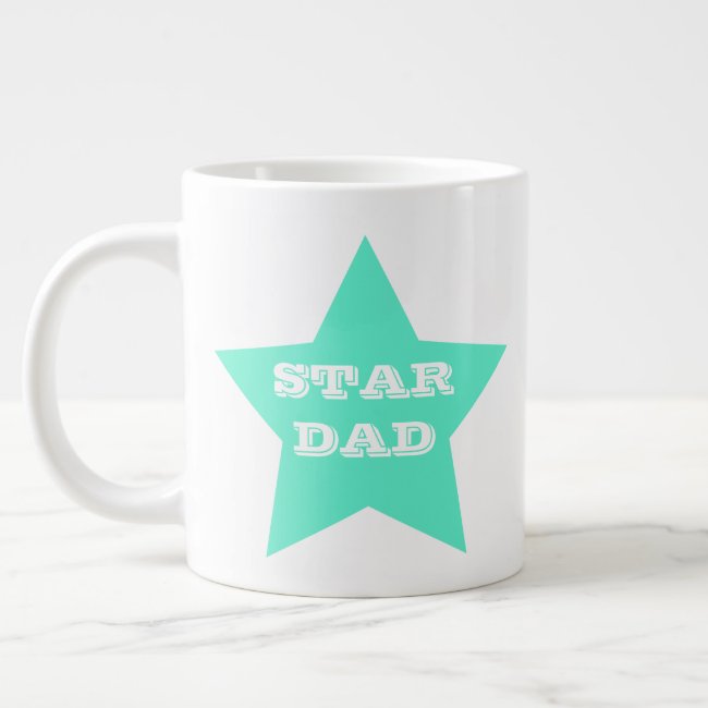 Father's Day STAR DAD | Teal Star Jumbo Mug