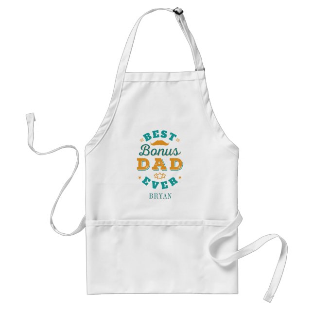 Fathers Day Stepdad Best Bonus Dad Birthday Custom Adult Apron (Front)