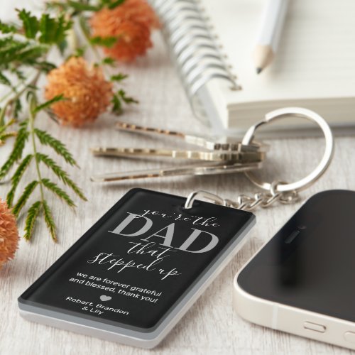 Fathers Day Stepdad Photo Collage Keychain