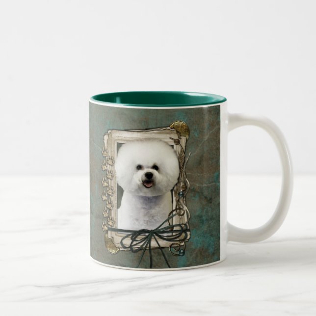 Fathers Day - Stone Paws - Bichon Frise Two-Tone Coffee Mug (Right)