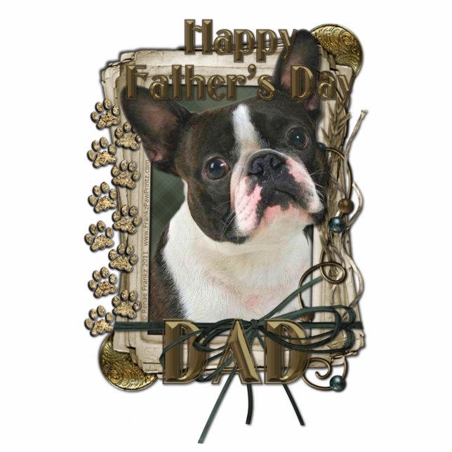 Fathers Day - Stone Paws - Boston Terrier - Dad Statuette (Front)