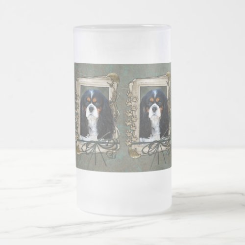 Fathers Day _ Stone Paws _ Cavalier _ Tri Color Frosted Glass Beer Mug