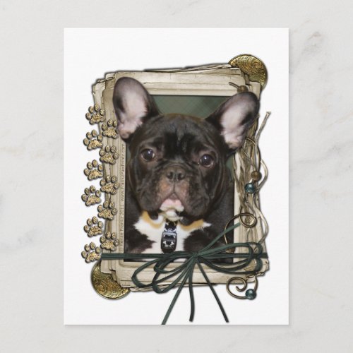 Fathers Day _ Stone Paws _ French Bulldog _ Teal Postcard